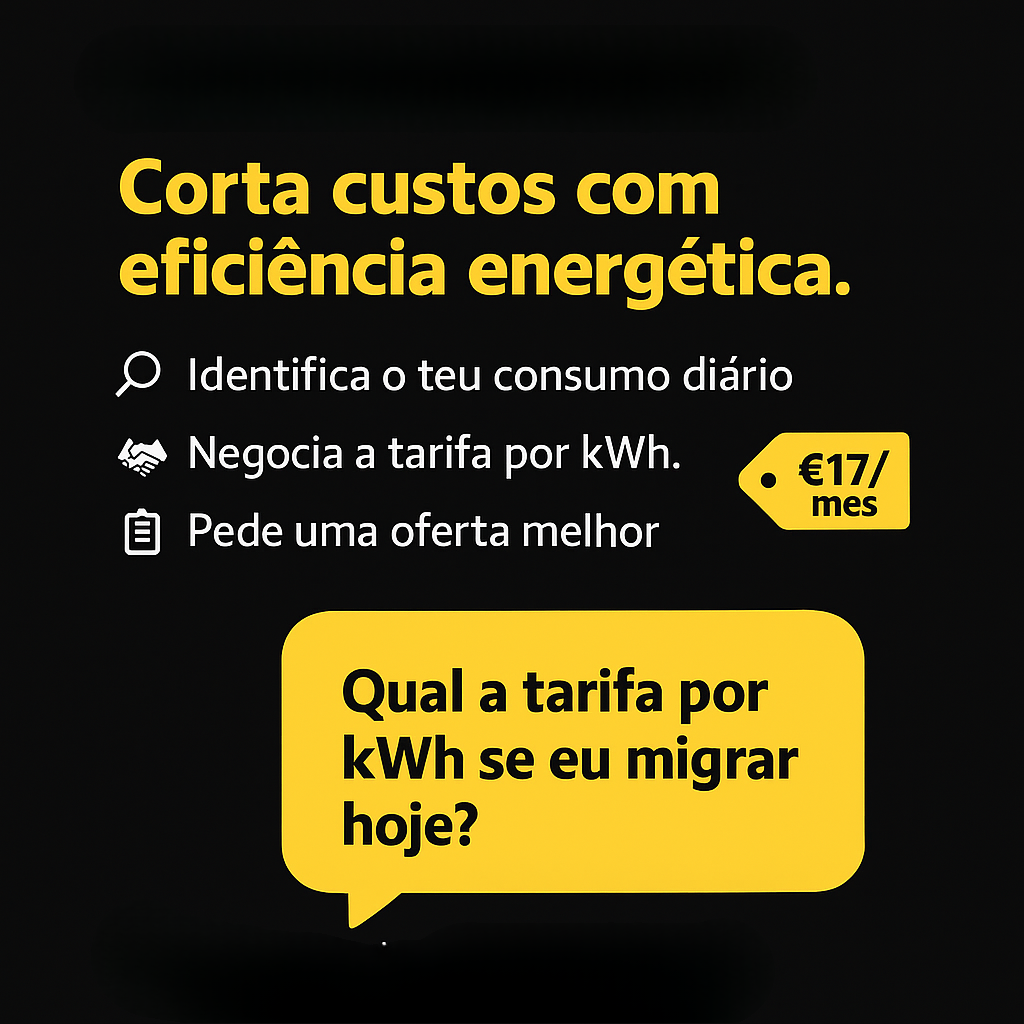 Balão de fala com script de negociação para energia
